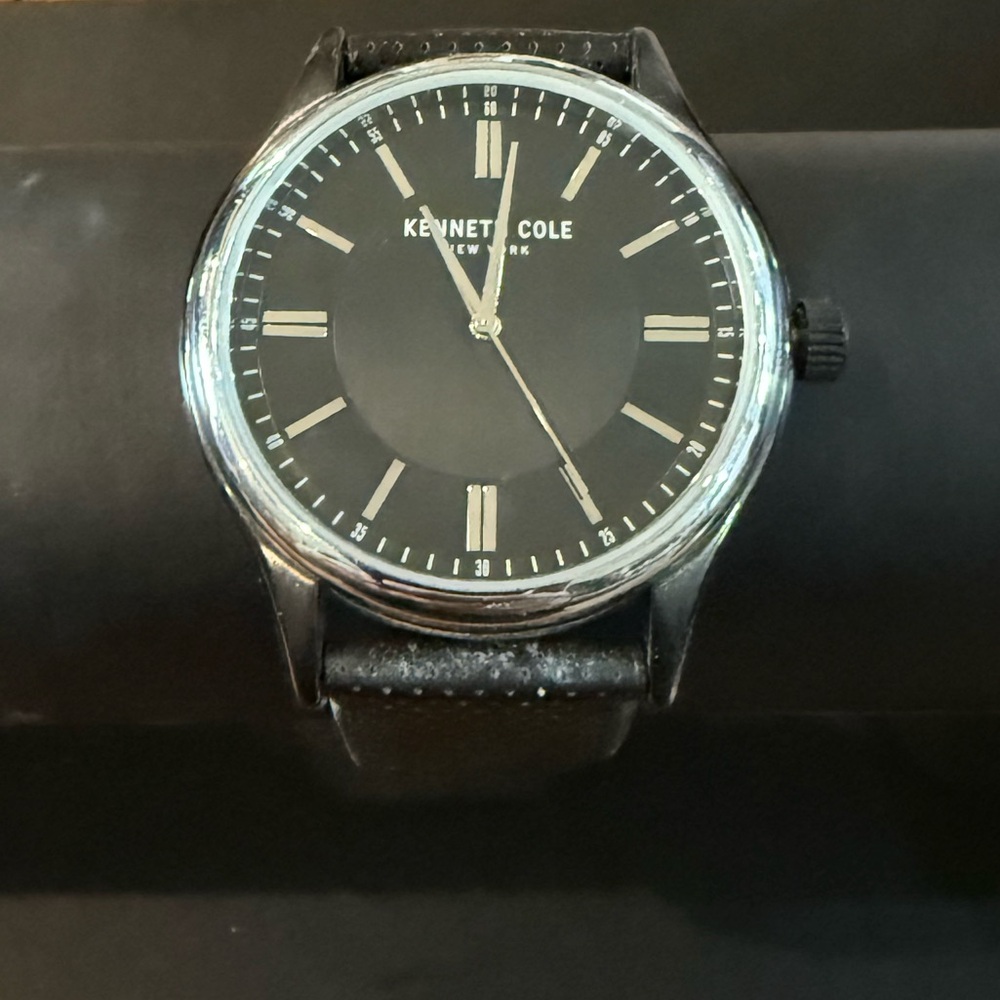 Kenneth Cole Black Dial Watch with Leather Strap